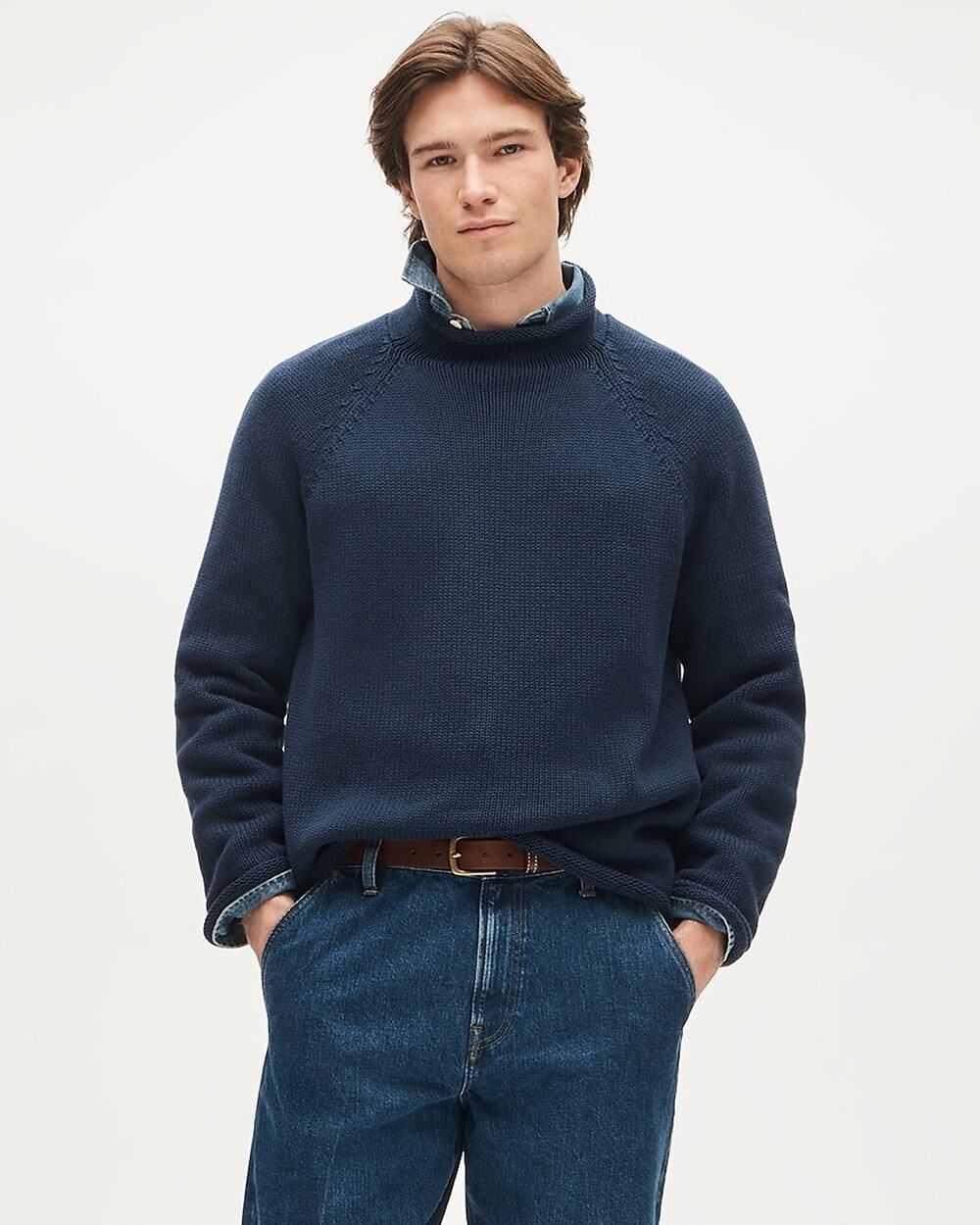 J. Crew Men's 1988 Roll-Neck Sweater in Cotton Long Sleeves Navy Size XS NWT